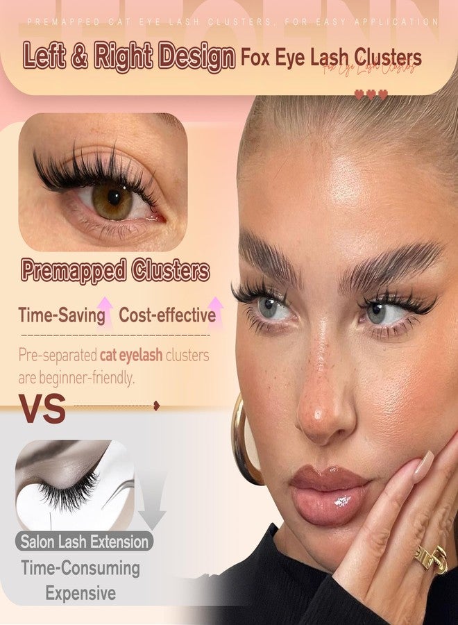 Eefofnn Manga Lash Clusters Cat Eye Cluster Eyelash Extensions Anime Individual Lashes Wispy Eyelash Clusters Fairy Lash Extension Fox Eye Cluster Lashes Fluffy Lash Cluster by EEFOFNN (10-16mm,D Curl) - Image 5